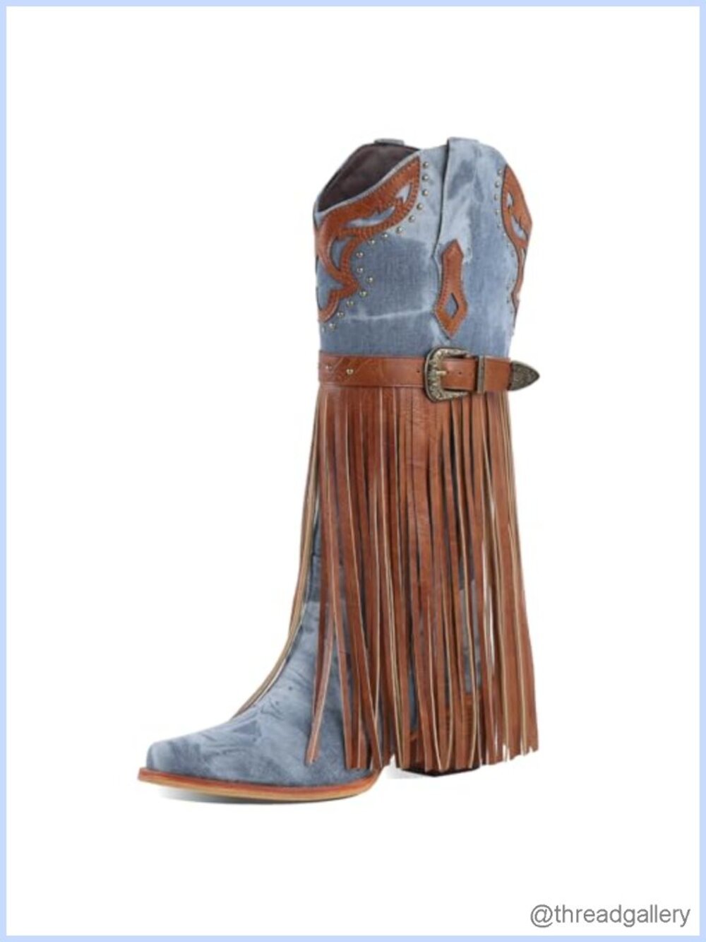 Faux Leather Knee High Western Cowboy Boots Pointed Toe Pull On